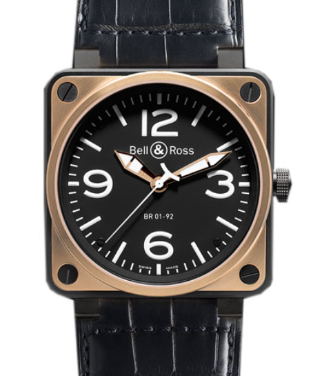 Bell and ross replica BR 01-92 pink gold carbon watch